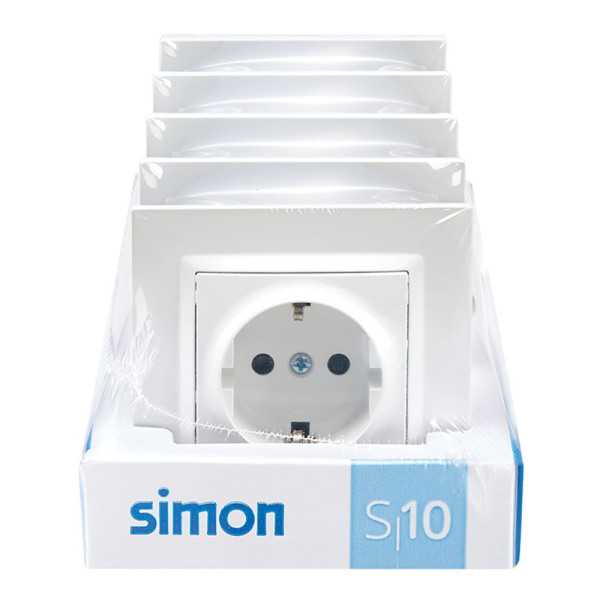 Base Empotrable Schuko 2P+T 16A 250V~, S10, Blanco, 5 uds SIMON