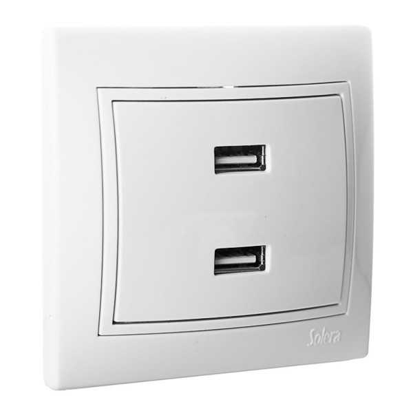 Cargador Serie Europa Doble USB 230V 5V 4200mA Serie Europa ERP2USBU SOLERA