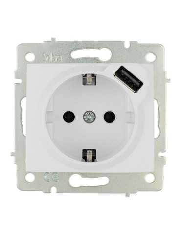 Base Bipolar con T/Tl 16A 250V con USB Power Serie Europa ERP60USB SOLERA