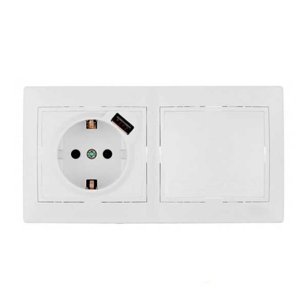 Kit de Conmutador + Base T/Tl con USB + Marco de 2 Elementos 154x81x10mm Serie Europa Kit-Erp-Room SOLERA