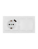Kit de Conmutador + Base T/Tl con USB + Marco de 2 Elementos 154x81x10mm Serie Europa Kit-Erp-Room SOLERA