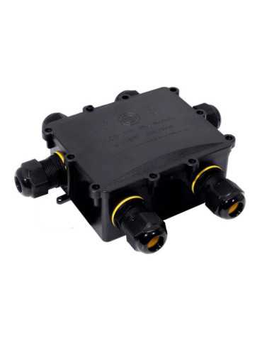 Caja de Empalmes Aerea para Exterior Estanca con 6 Prensaestopas IP68 para Exterior 13,5x11,5x4,7cm Black Series SOLERA