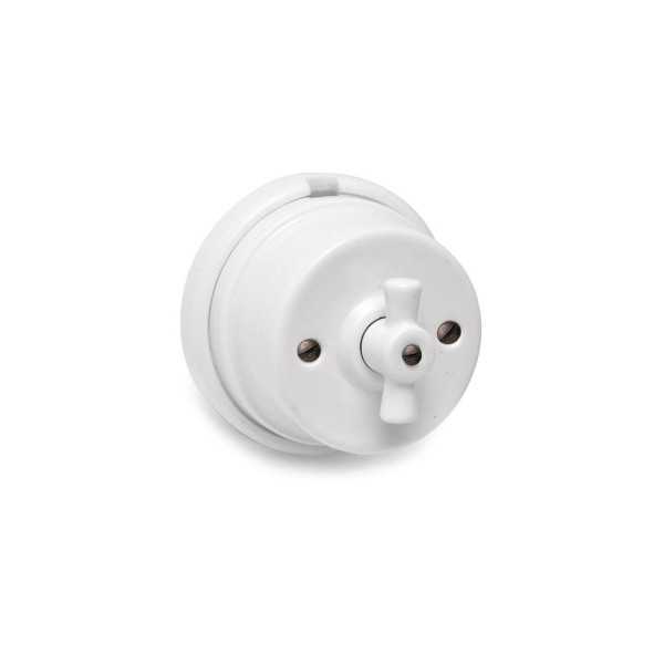 Conmutador Lazo Porcelana Superficie Serie Vintage 10A 250V Ø80mm Blanco EDM