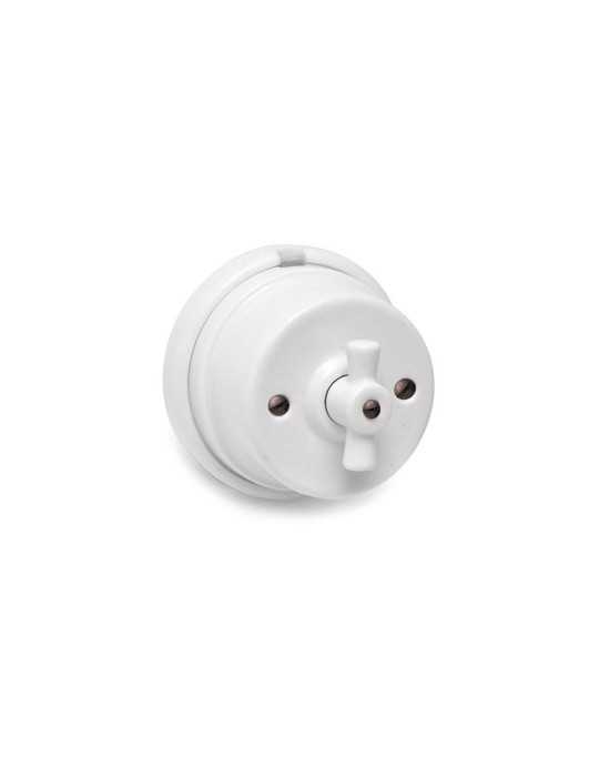 Conmutador Lazo Porcelana Superficie Serie Vintage 10A 250V Ø80mm Blanco EDM