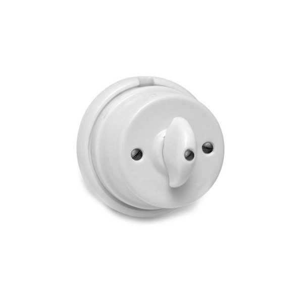 Conmutador Palomilla Porcelana Superfície Serie Vintage 10A 250V Ø80mm Blanco EDM