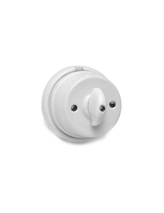 Conmutador Palomilla Porcelana Superfície Serie Vintage 10A 250V Ø80mm Blanco EDM
