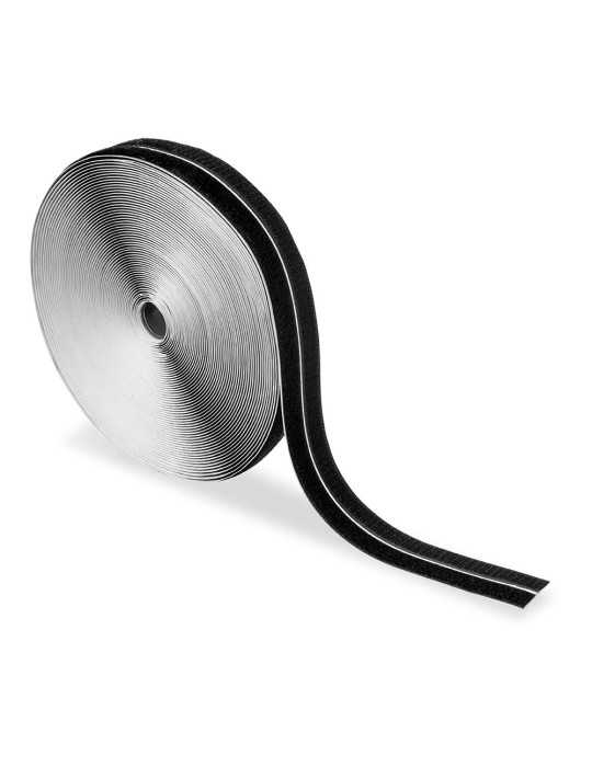 Rollo Adhesivo de Cierre de Gancho y Bucle, 20 mm x 25 m, Negro INOFIX