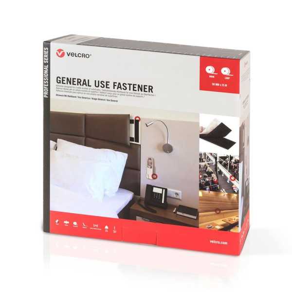 Cinta de Gancho y Bucle Adhesiva Negra 50 mm x 25 m VELCRO®