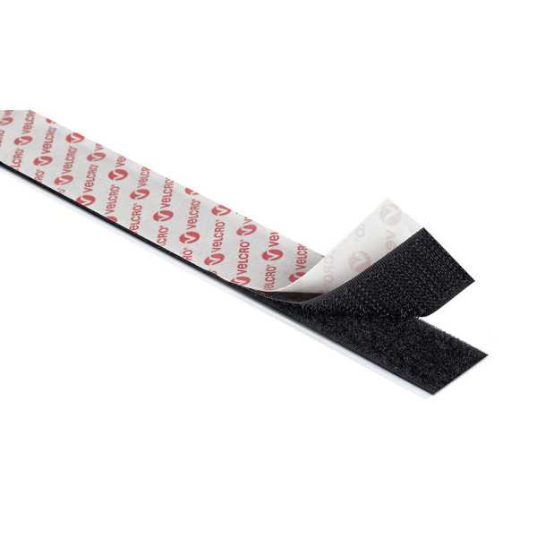 Cinta de Gancho y Bucle Adhesiva Negra 20 mm x 25 m VELCRO®