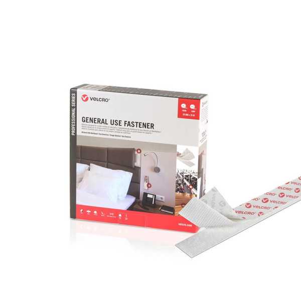 Cinta de Gancho y Bucle Adhesiva Blanca 20mm x 25 m VELCRO®