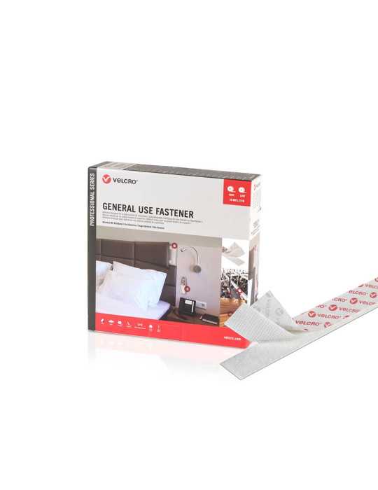 Cinta de Gancho y Bucle Adhesiva Blanca 20mm x 25 m VELCRO®