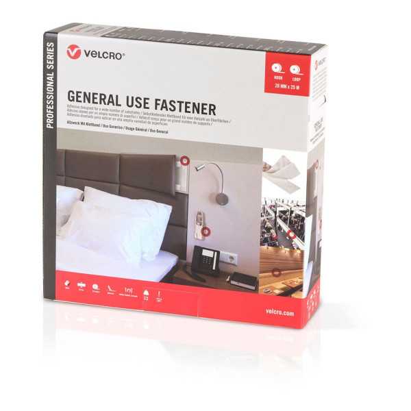 Cinta de Gancho y Bucle Adhesiva Blanca 20mm x 25 m VELCRO®