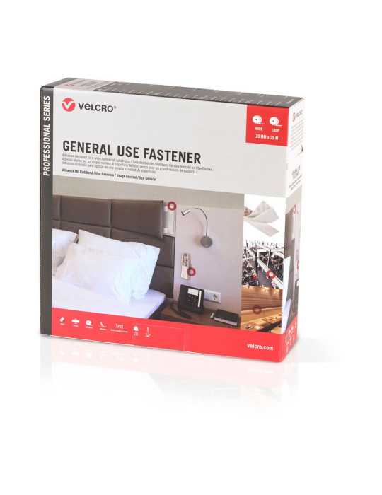 Cinta de Gancho y Bucle Adhesiva Blanca 20mm x 25 m VELCRO®