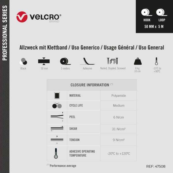 Cinta Ultrafuerte Adhesiva Negra 50 mm x 5 m VELCRO®
