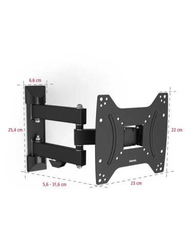 Soporte Mural TV, Negro, Doble Brazo Articulado, de 19 A 48 pulg, Carga Máx. 20 kg HAMA 2