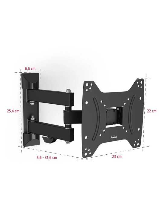 Soporte Mural TV, Negro, Doble Brazo Articulado, de 19 A 48 pulg, Carga Máx. 20 kg HAMA
