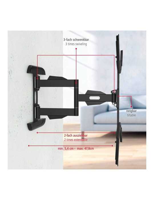 Soporte Mural TV, Negro, Doble Brazo Articulado, de 37 A 75 pulg, Carga Máx. 45 kg HAMA