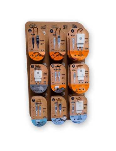 Expositor Eko Cargadores, Contiene 27 Productos, 40 x 15 x 60 cm TECH ONE TECH