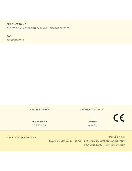 Fuente de Alimentación para Amplificador TELEVES