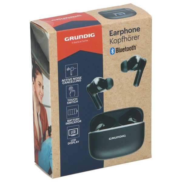 Auriculares Earphone Bluetooth con Estuche Negro GRUNDIG