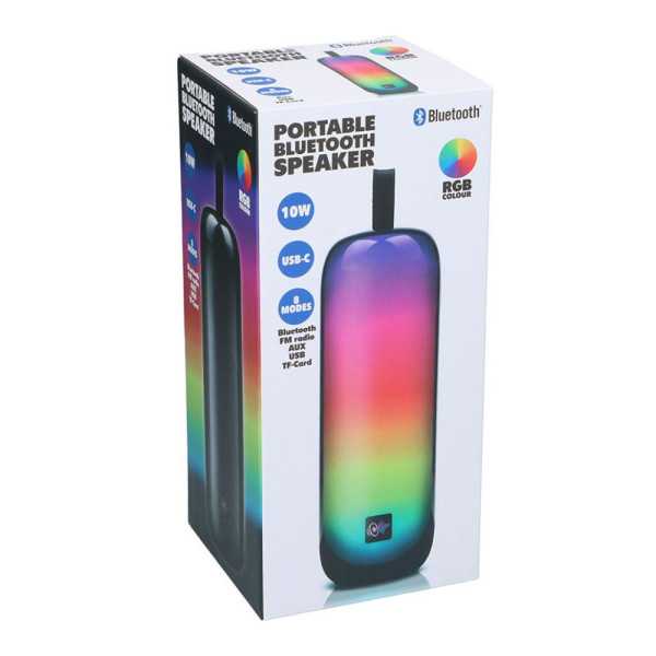 Altavoz Bluetooth 10 w con 8 Modos de Luz Ø8 x 24 cm BASICS