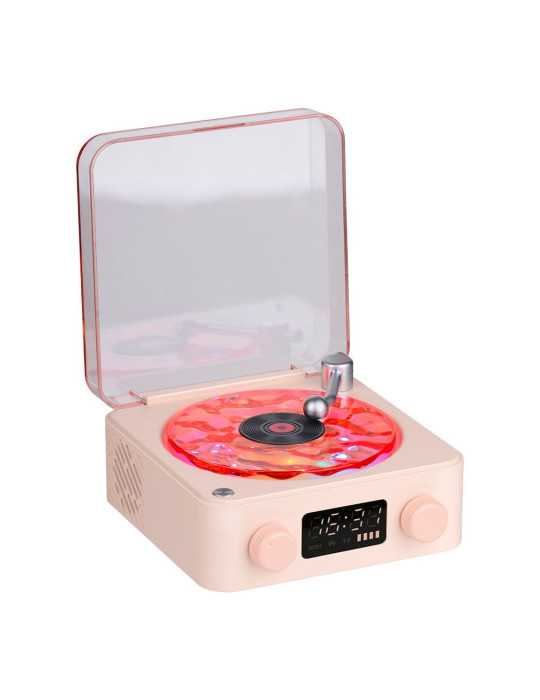 Altavoz Bluetooth en Forma de Tocadiscos, con Reloj, Ruido Blanco y Luz RGB, Colores Surtidos BASICS