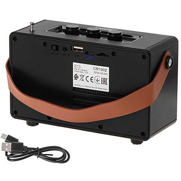 Radio FM Recargable con Bluetooth CR 1902 Negra, 16 x 7 x 10,5 cm CAMRY