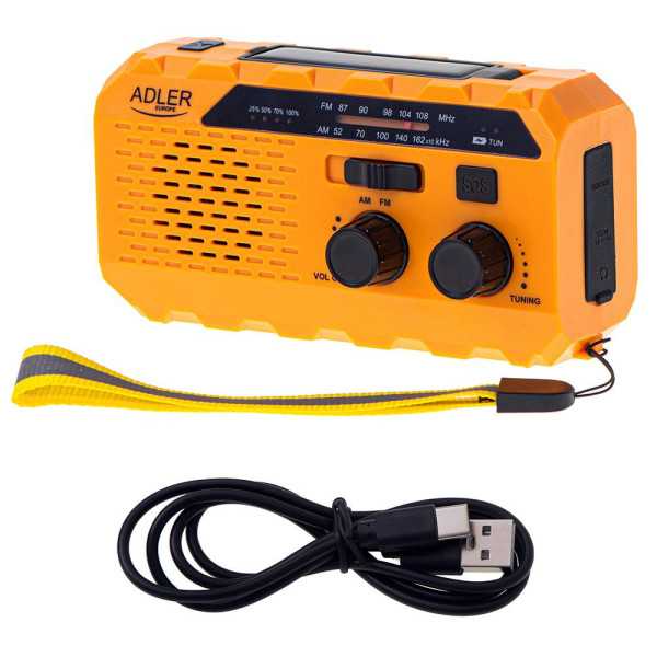 Radio Solar con Manivela Ad 1197, 15,5 x 5 x 8 cm ADLER