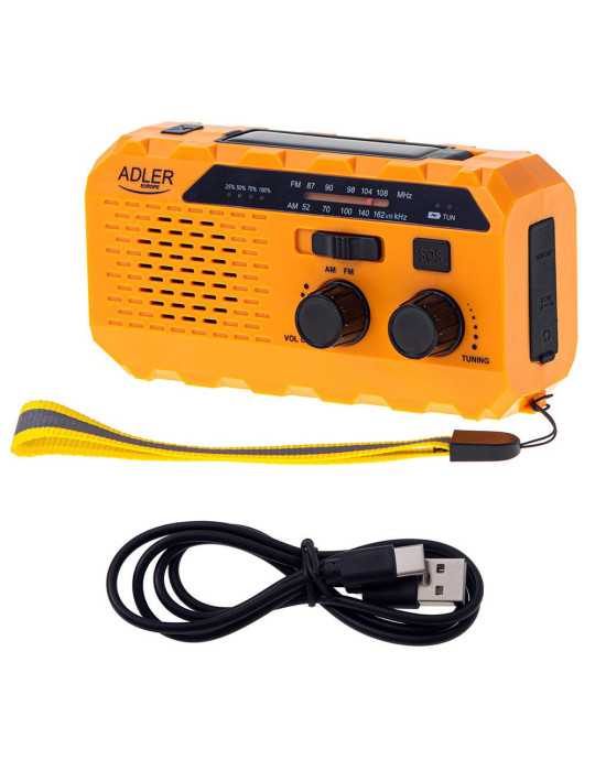 Radio Solar con Manivela Ad 1197, 15,5 x 5 x 8 cm ADLER