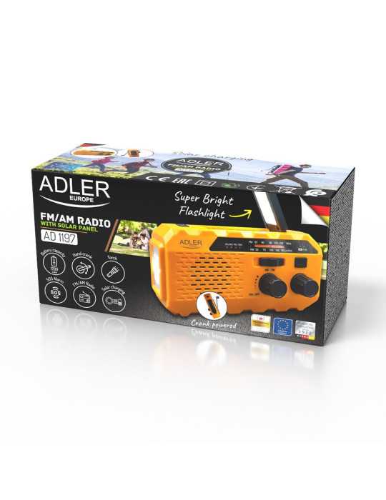 Radio Solar con Manivela Ad 1197, 15,5 x 5 x 8 cm ADLER