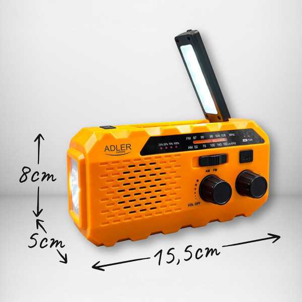 Radio Solar con Manivela Ad 1197, 15,5 x 5 x 8 cm ADLER