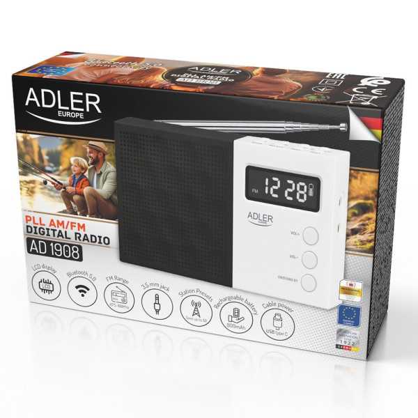 Radio Digital Pll FM Ad 1908, 12,5 x 3 x 7 cm ADLER