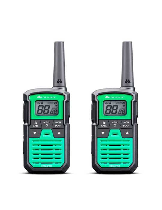 Walkietalkies XT-30 Pro C1463, 16 Canales PMR446, Verdes MIDLAND