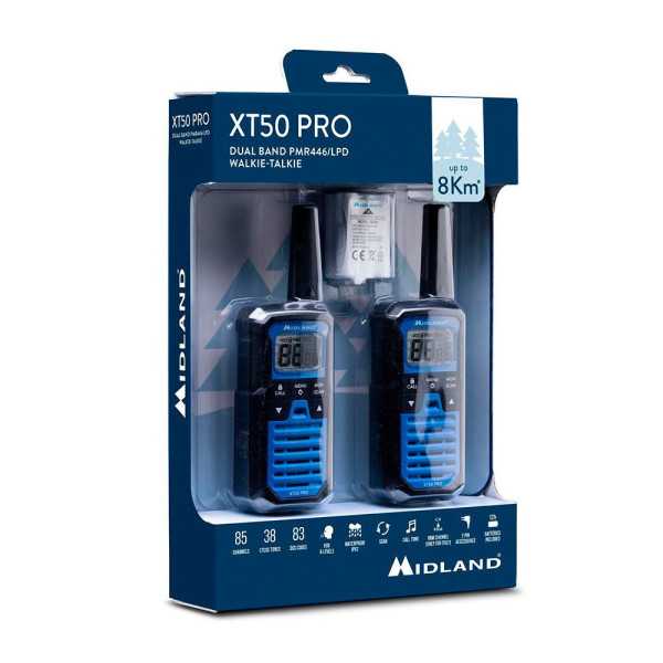 Walkietalkies XT-50 Pro C1464, 16 Canales PMR446, Azules MIDLAND