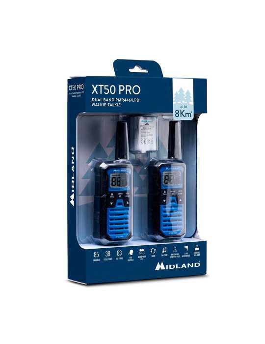 Walkietalkies XT-50 Pro C1464, 16 Canales PMR446, Azules MIDLAND