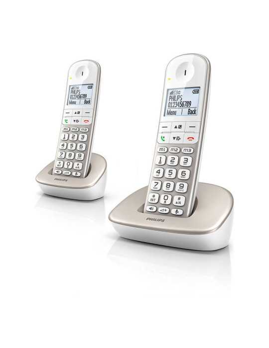 Teléfono Duo Inalámbrico XL4902S Blanco y Gris PHILIPS