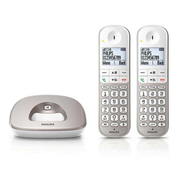 Teléfono Duo Inalámbrico XL4902S Blanco y Gris PHILIPS