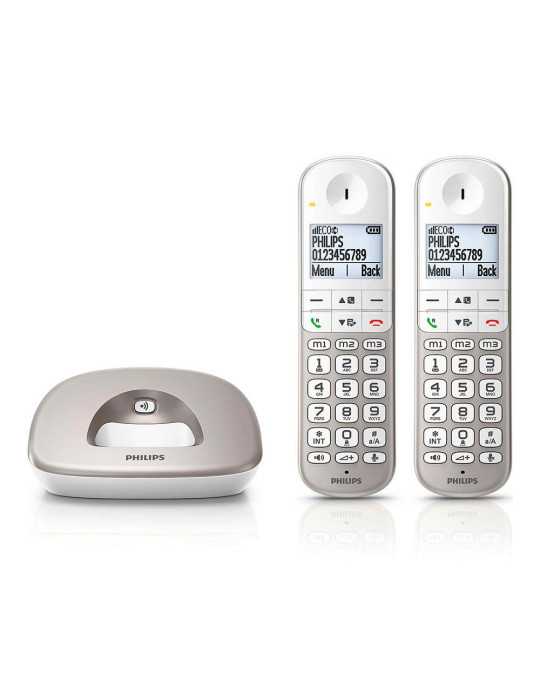 Teléfono Duo Inalámbrico XL4902S Blanco y Gris PHILIPS