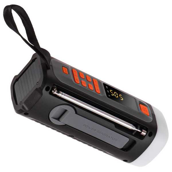 Radio Emergencia Solar + Manivela, Linterna LED 4 W, Powerbank 4500 mAh Ad 1920 ADLER