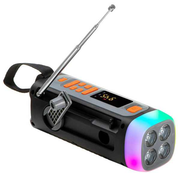 Radio Emergencia Solar + Manivela, Linterna LED 4 W, Powerbank 4500 mAh Ad 1920 ADLER