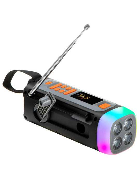Radio Emergencia Solar + Manivela, Linterna LED 4 W, Powerbank 4500 mAh Ad 1920 ADLER