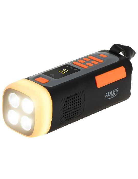 Radio Emergencia Solar + Manivela, Linterna LED 4 W, Powerbank 4500 mAh Ad 1920 ADLER