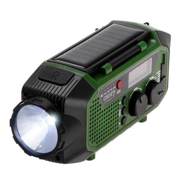 Radio Emergencia Multifunción Solar/Dinamo/Usb 4000 mAh CR1919, Verde, 181 x 72 x 82 mm CAMRY