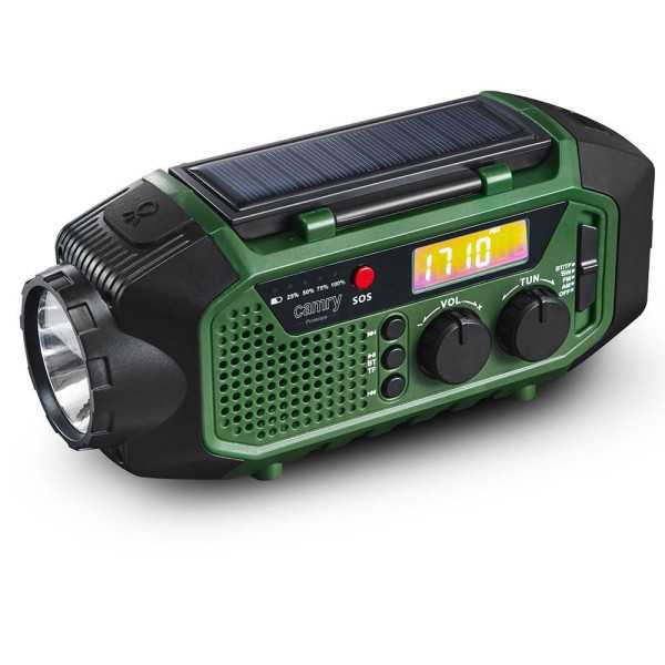Radio Emergencia Multifunción Solar/Dinamo/Usb 4000 mAh CR1919, Verde, 181 x 72 x 82 mm CAMRY