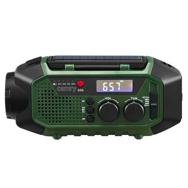 Radio Emergencia Multifunción Solar/Dinamo/Usb 4000 mAh CR1919, Verde, 181 x 72 x 82 mm CAMRY