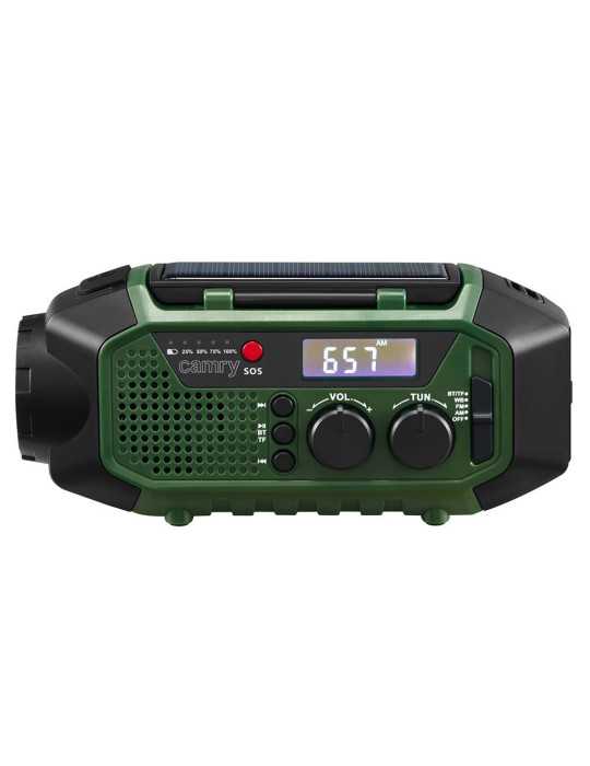 Radio Emergencia Multifunción Solar/Dinamo/Usb 4000 mAh CR1919, Verde, 181 x 72 x 82 mm CAMRY