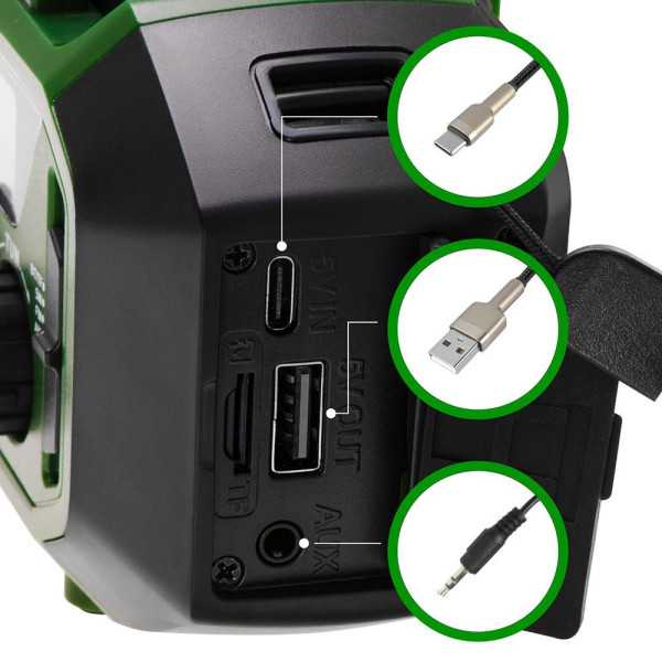 Radio Emergencia Multifunción Solar/Dinamo/Usb 4000 mAh CR1919, Verde, 181 x 72 x 82 mm CAMRY