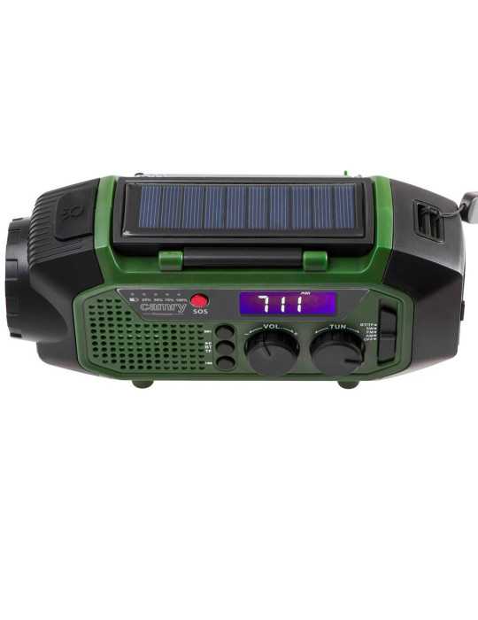 Radio Emergencia Multifunción Solar/Dinamo/Usb 4000 mAh CR1919, Verde, 181 x 72 x 82 mm CAMRY