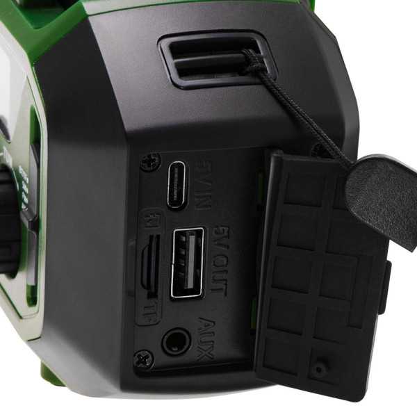Radio Emergencia Multifunción Solar/Dinamo/Usb 4000 mAh CR1919, Verde, 181 x 72 x 82 mm CAMRY