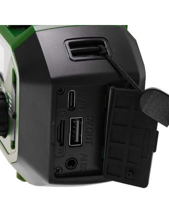 Radio Emergencia Multifunción Solar/Dinamo/Usb 4000 mAh CR1919, Verde, 181 x 72 x 82 mm CAMRY